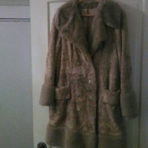 Vintage 70s faux fur knee length coat
